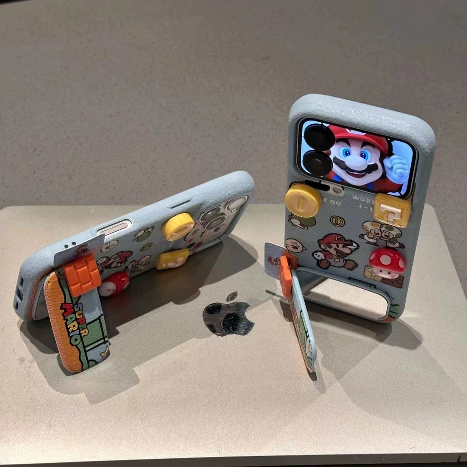 Blue, 3D Mario, mirror, stand, phone case