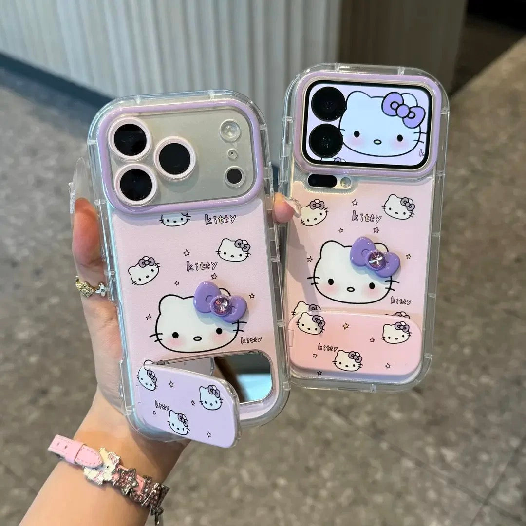 Pinkish purple, Kitty Cat, mirror, stand, phone case