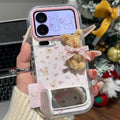Pink, fluffy bunny, mirror, stand, phone case