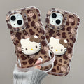 Leopard print, Sanrio Kitty, stand, phone case