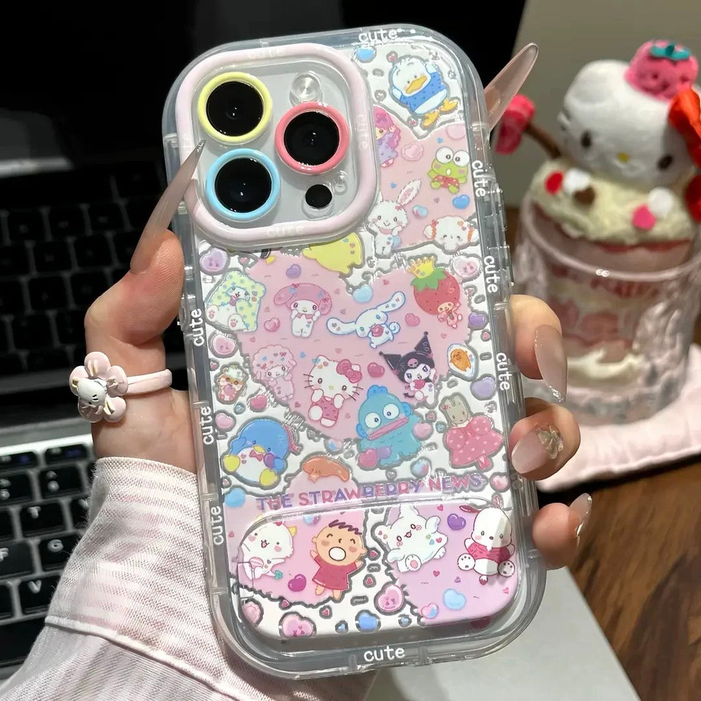 White, Sanrio, mirror, stand, phone case