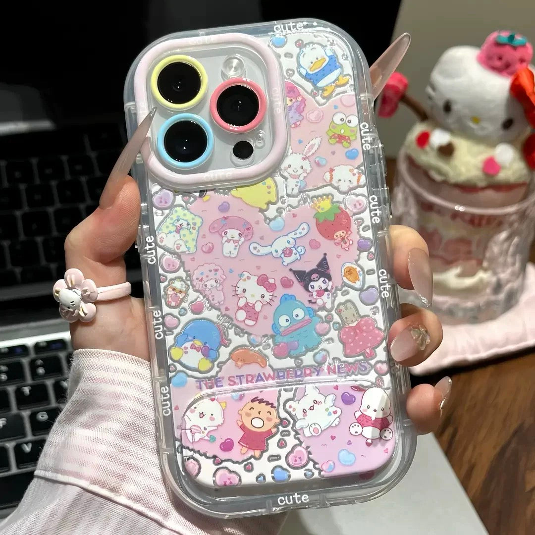 White, Sanrio, mirror, stand, phone case