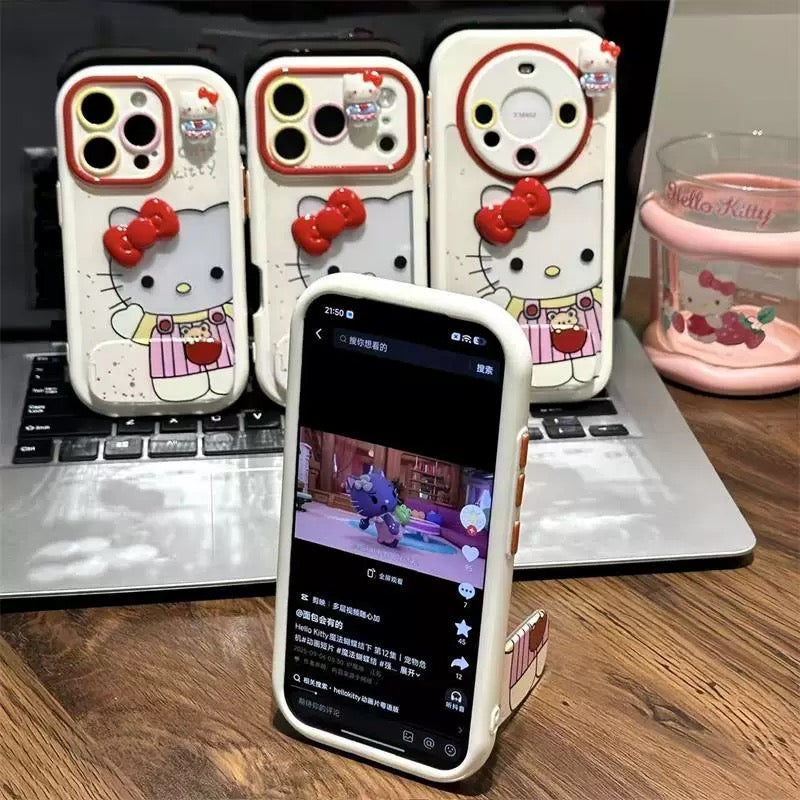 Off-white, Sanrio Kitty bow, mirror, stand, phone case