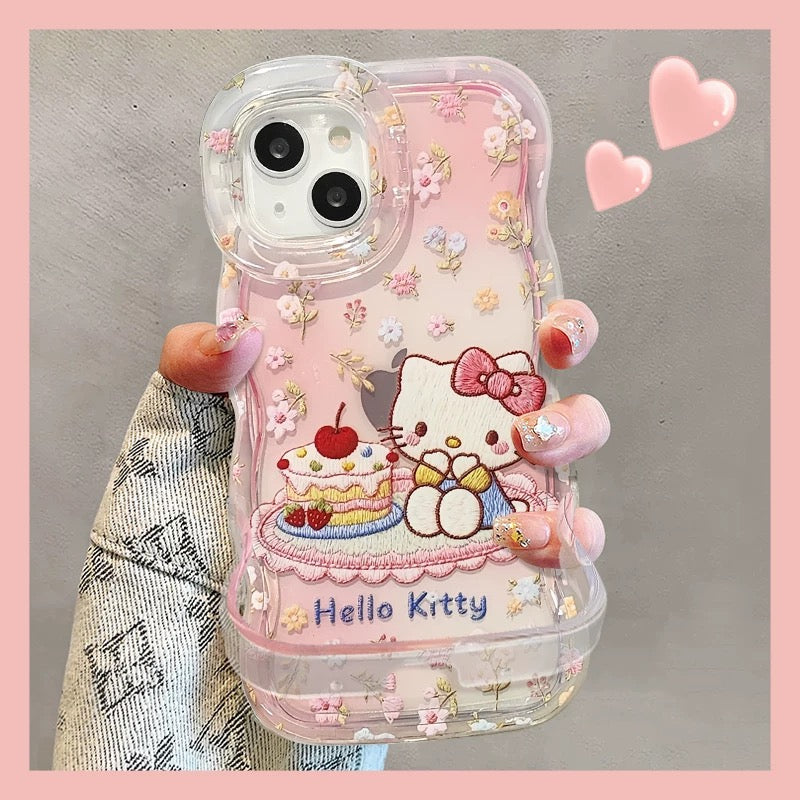 Pink, Sanrio Kitty cake, double stand, phone case