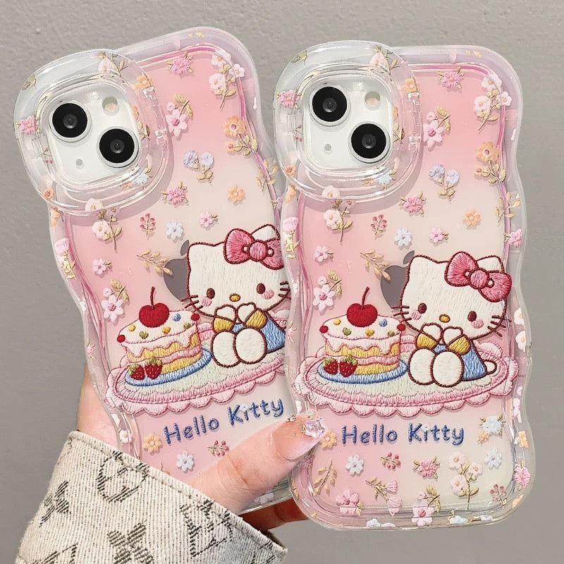 Pink, Sanrio Kitty cake, double stand, phone case