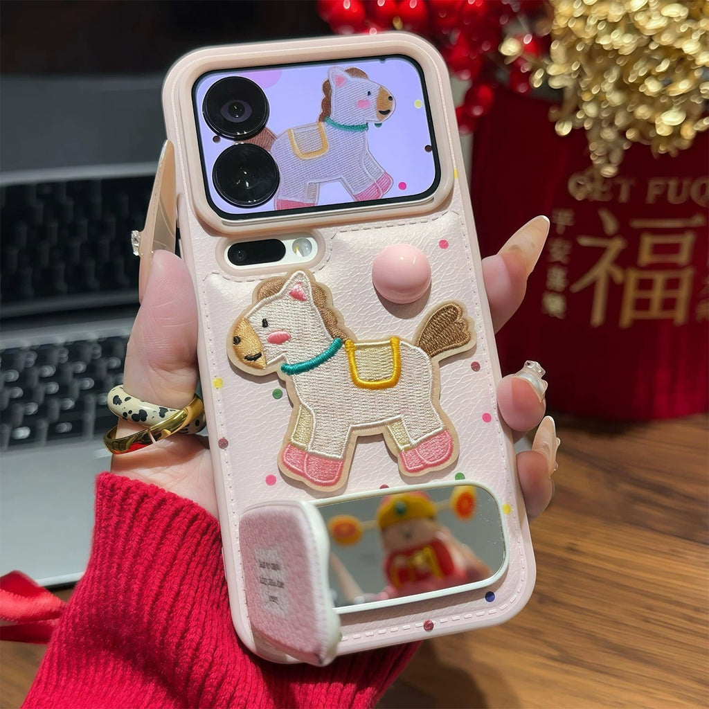 Pink, Happy Pony, mirror, stand, phone case