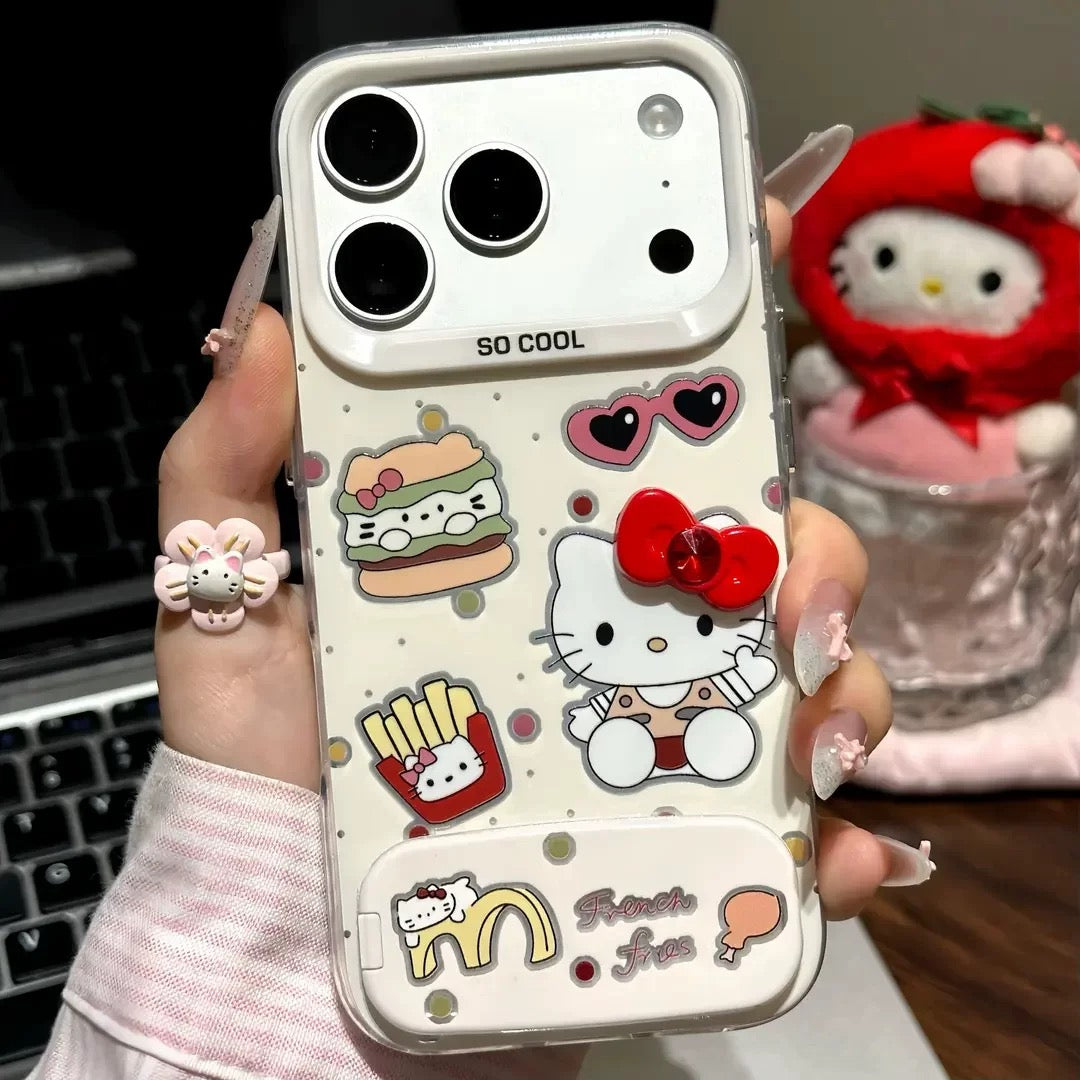 Cream color, Sanrio McDonald's Kitty Cat, mirror, stand, phone case