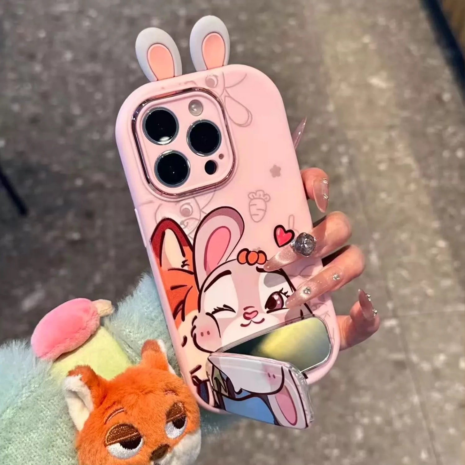 Pink and blue, couple, Nick Fox and Nick Judy, mirror, stand, phone case