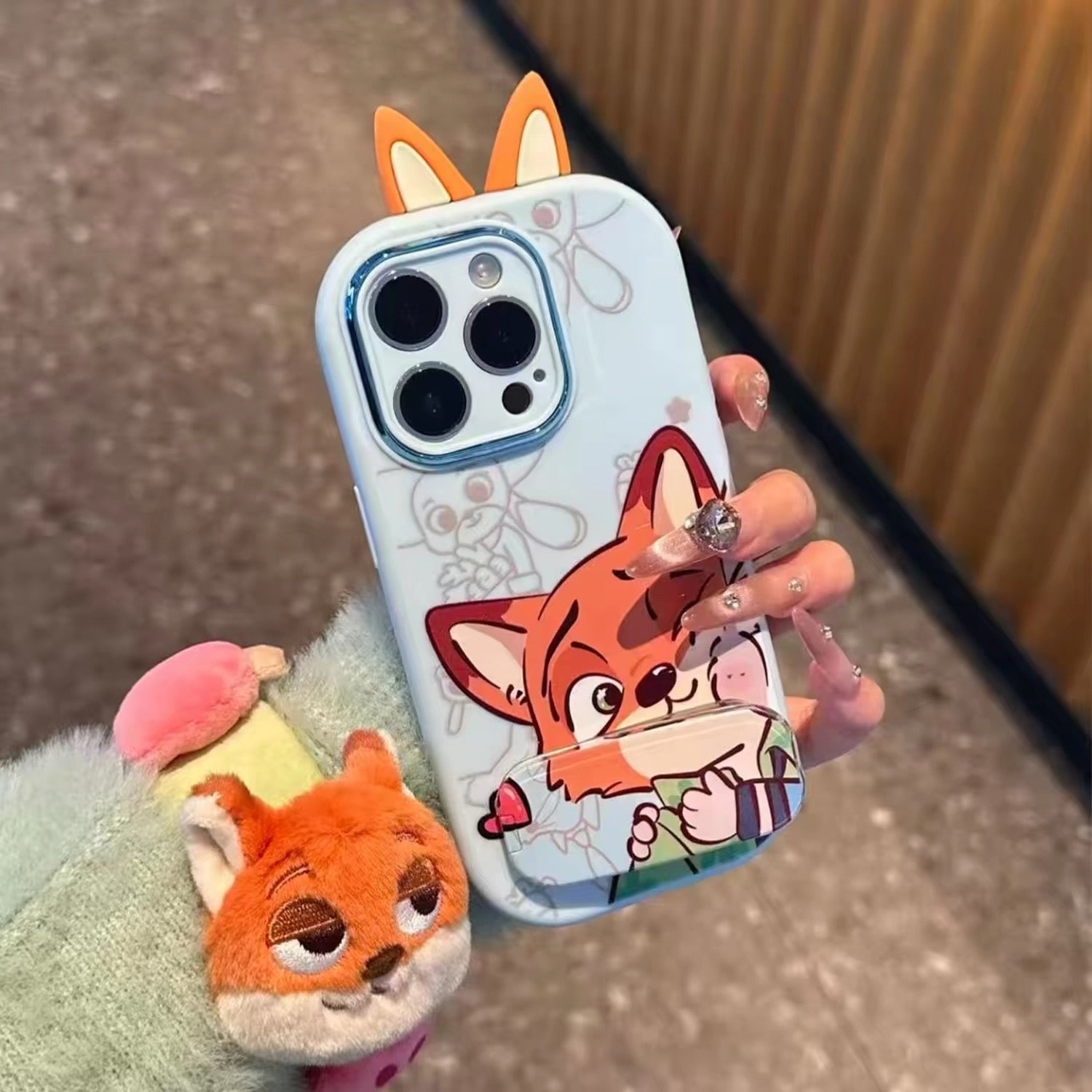 Pink and blue, couple, Nick Fox and Nick Judy, mirror, stand, phone case