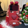 Red, 3D heart, mirror, stand, phone case