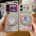Pink, blue, super cute Beach Kitty, swiveling stand, phone case