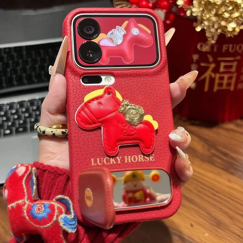 Red, Money Horse, mirror, stand, phone case