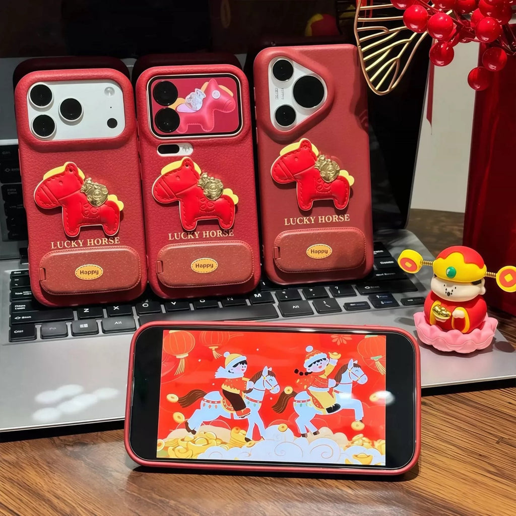 Red, Money Horse, mirror, stand, phone case