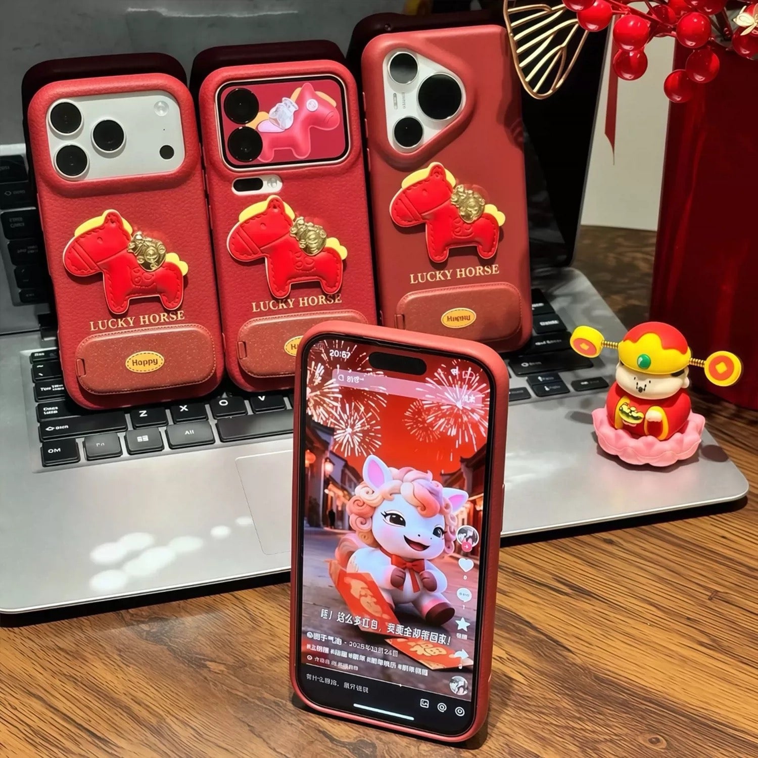 Red, Money Horse, mirror, stand, phone case