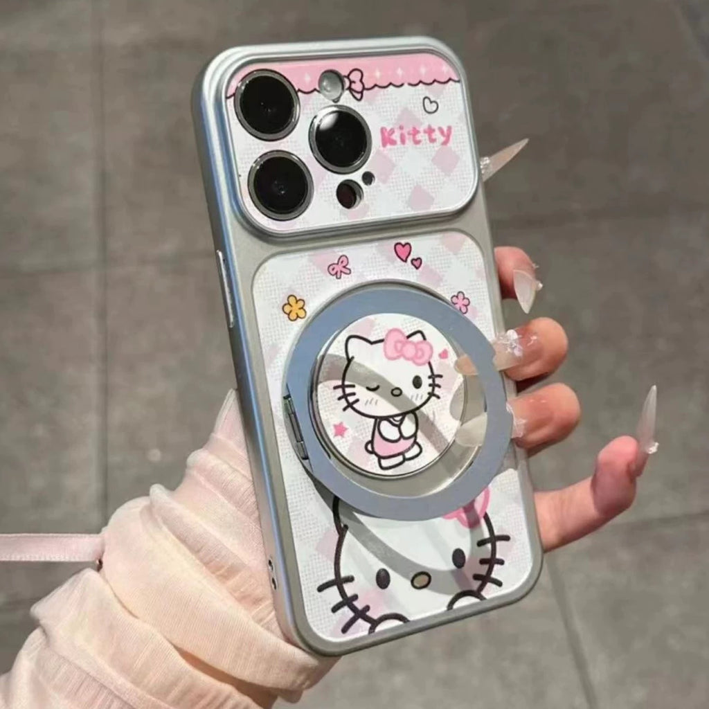 Purple, pink, super cute Kitty Cat, Kuroomi, swiveling stand, phone case